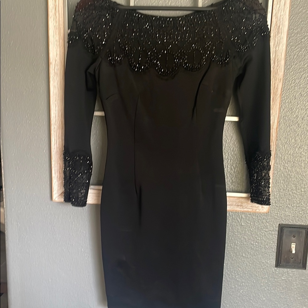 Alexia Admor Black Embellished Off-Shoulder Sheath Dress